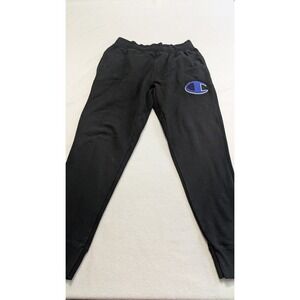 Champion Sweatpants Black Reverse Weave Jogger Graphic Logo Adult Size Large